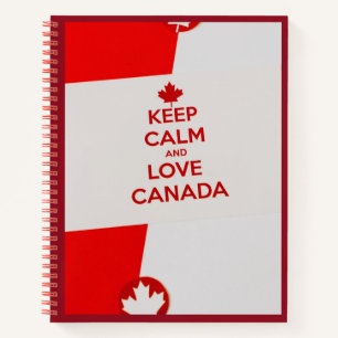 Keep Calm Love Canada Patriotic Maple Leaf Notebook