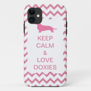 Keep Calm & Love Doxies Pink Zigzag iPhone 11 Case