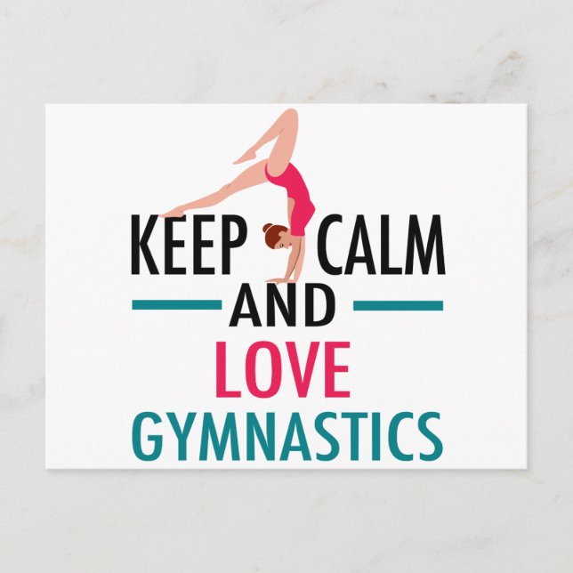 Keep Calm Love Gymnastics Beautiful Gymnast Postcard (Front)