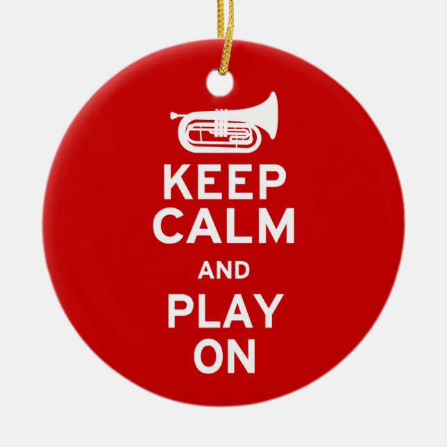 Keep Calm - Marching Baritone Ceramic Tree Decoration (Front)