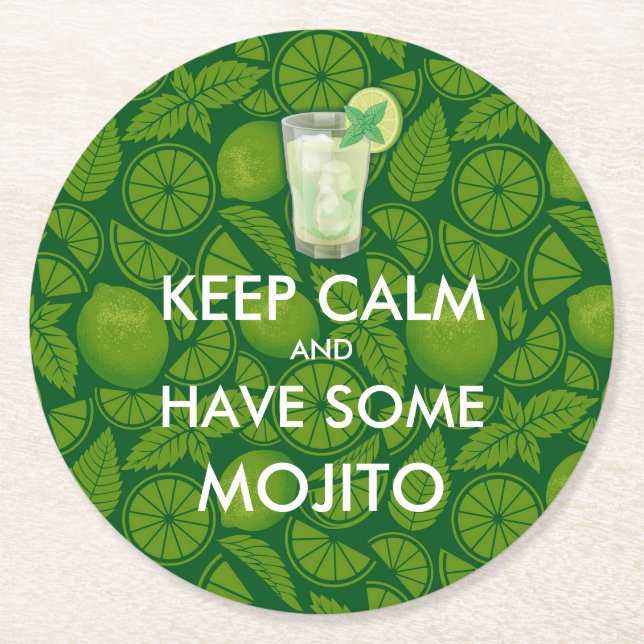 Keep Calm - Mojito Round Paper Coaster (Front)