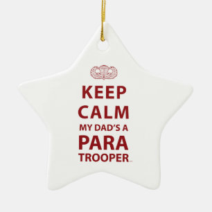 KEEP CALM MY DAD'S A PARATROOPER CERAMIC TREE DECORATION