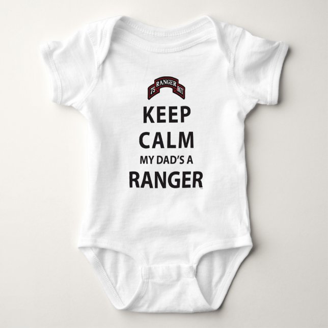 KEEP CALM MY DAD'S A RANGER BABY BODYSUIT (Front)