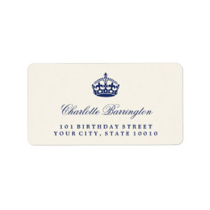 Keep Calm Navy Crown Birthday Party Address Labels