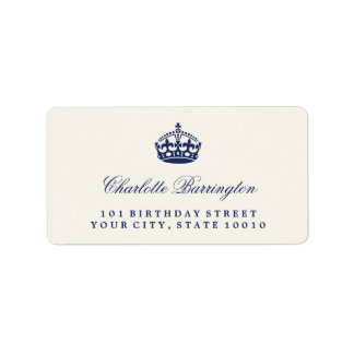 Keep Calm Navy Crown Birthday Party Address Labels