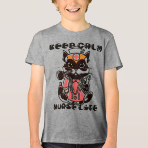 Keep Calm - Nurse Life Cat Tri-Blend Shirt