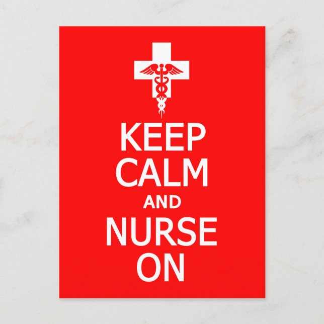 Keep Calm & Nurse On postcard, customise Postcard (Front)