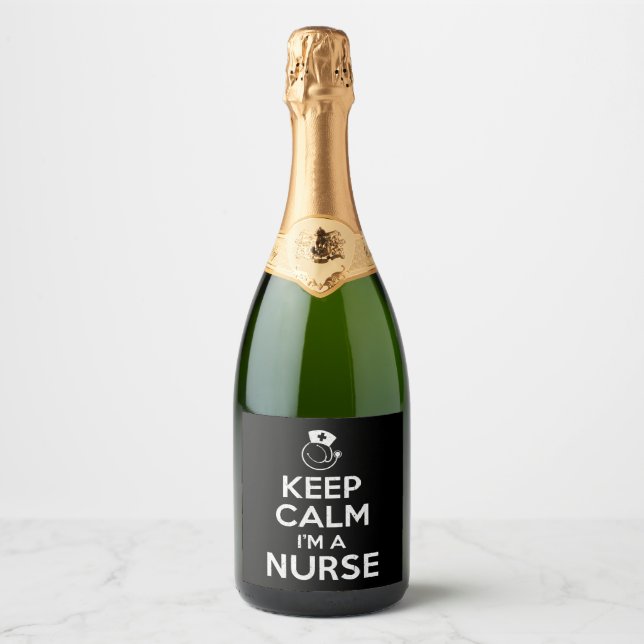 Keep Calm Nurse Sparkling Wine Label (Front)