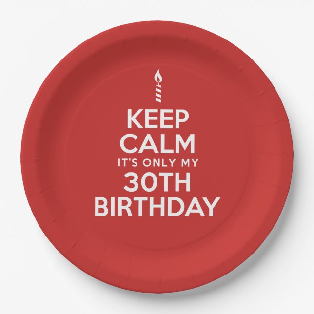 Keep Calm Only 30th Birthday Paper Plates (Front)