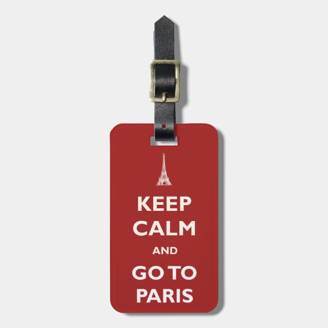 Keep Calm Paris Red Luggage Tag (Front Vertical)