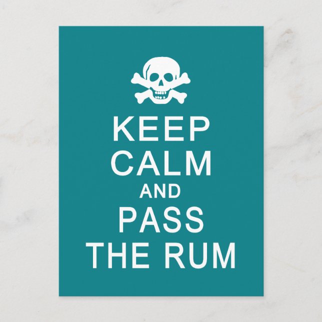 Keep Calm & Pass The Rum postcard, customise Postcard (Front)