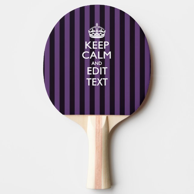 Keep Calm Personal on Purple Stripes Decor Ping Pong Paddle (Front)