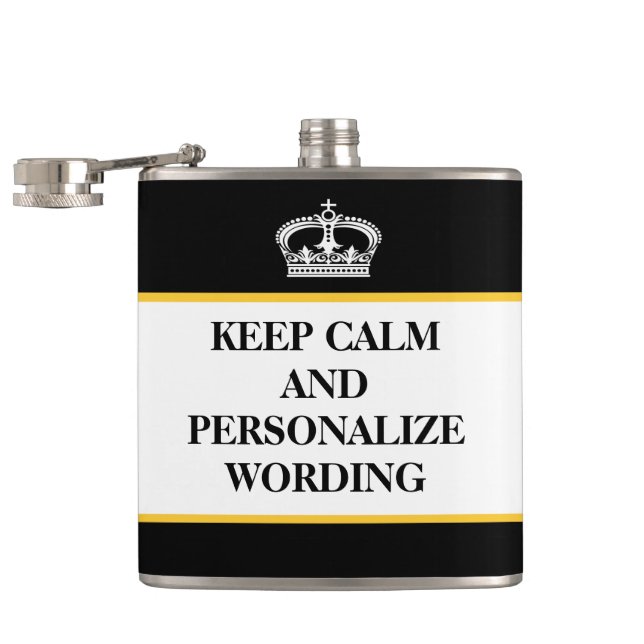 Keep Calm Personalise online template Hip Flask (Opened)