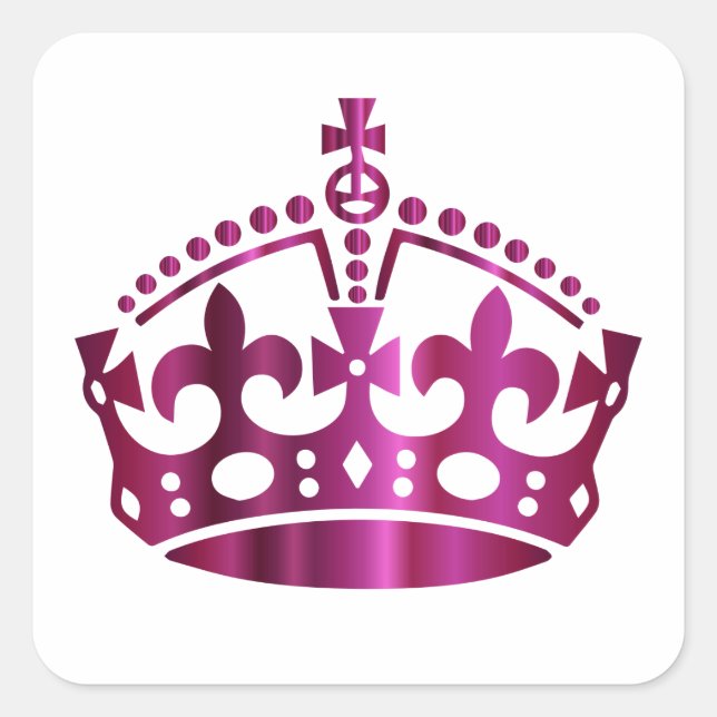 Keep Calm Pink Crown - Change background Square Sticker (Front)