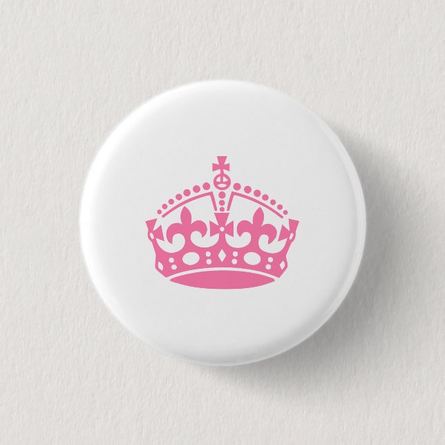 Keep calm pink victory crown 3 cm round badge (Front)