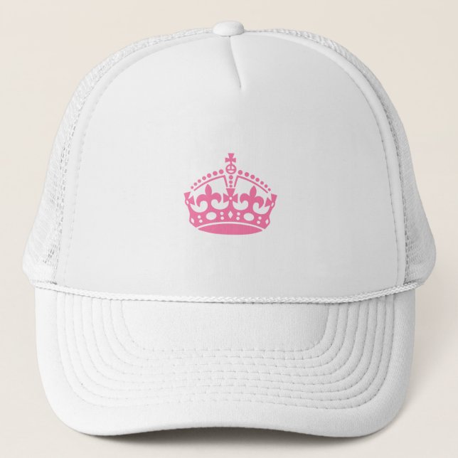 Keep calm pink victory crown trucker hat (Front)