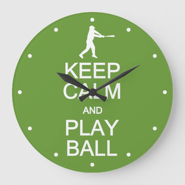 Keep Calm & Play Ball custom colour wall clock (Front)