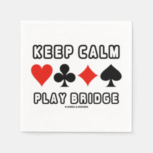 Keep Calm Play Bridge Advice Four Card Suits Humou Napkin