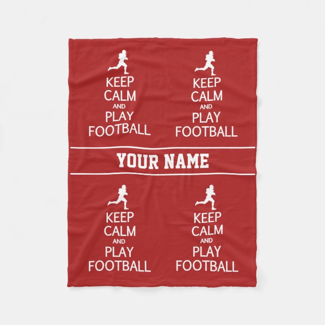 Keep Calm & Play Football custom fleece blanket (Front)
