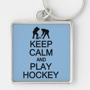 Keep Calm & Play Hockey custom color key chain