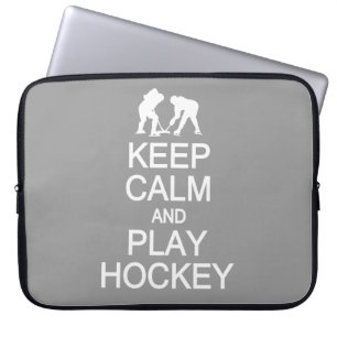 Keep Calm & Play Hockey custom color laptop sleeve