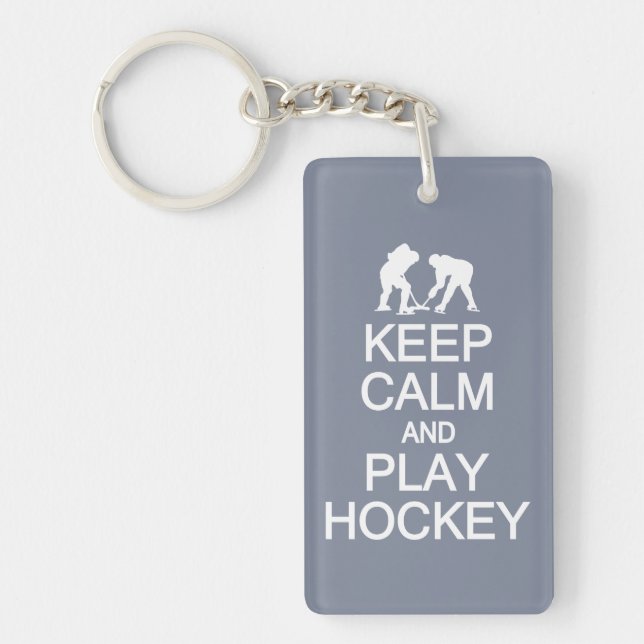 Keep Calm & Play Hockey custom colour key chain (Front)