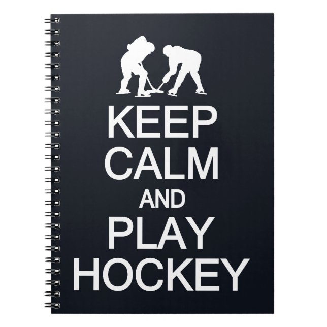 Keep Calm & Play Hockey custom colour notebook (Front)