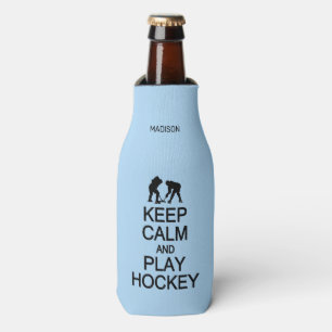 Keep Calm & Play Hockey custom name & colour Bottle Cooler