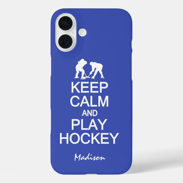 Keep Calm & Play Hockey custom name & colour Case-Mate iPhone Case (Back)