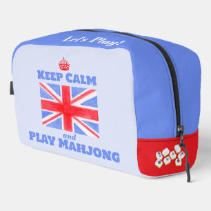 Keep Calm Play Mahjong Union Jack Brit Flag Tile Dopp Kit