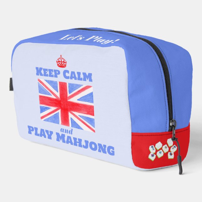 Keep Calm Play Mahjong Union Jack Brit Flag Tile Dopp Kit (Right Corner)