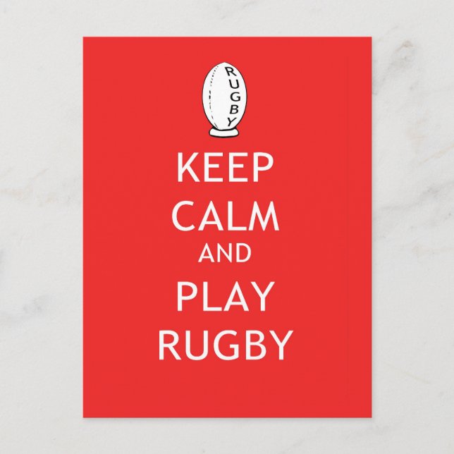 Keep Calm & Play Rugby Postcard (Front)