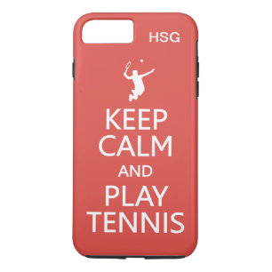 Keep Calm & Play Tennis custom monogram & colour iPhone 8 Plus/7 Plus Case
