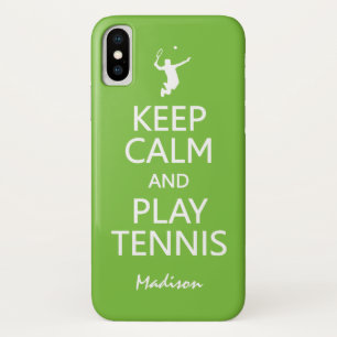Keep Calm & Play Tennis custom name & colour cases