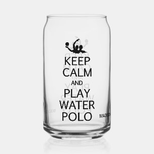 Keep Calm & Play Water Polo custom name Can Glass