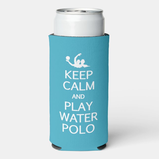 Keep Calm & Play Water Polo custom name & colour Seltzer Can Cooler (Seltzer Back)