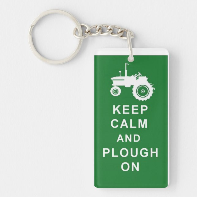 KEEP CALM PLOUGH ON TRACTOR KEYRING FARM BIRTHDAY (Front)