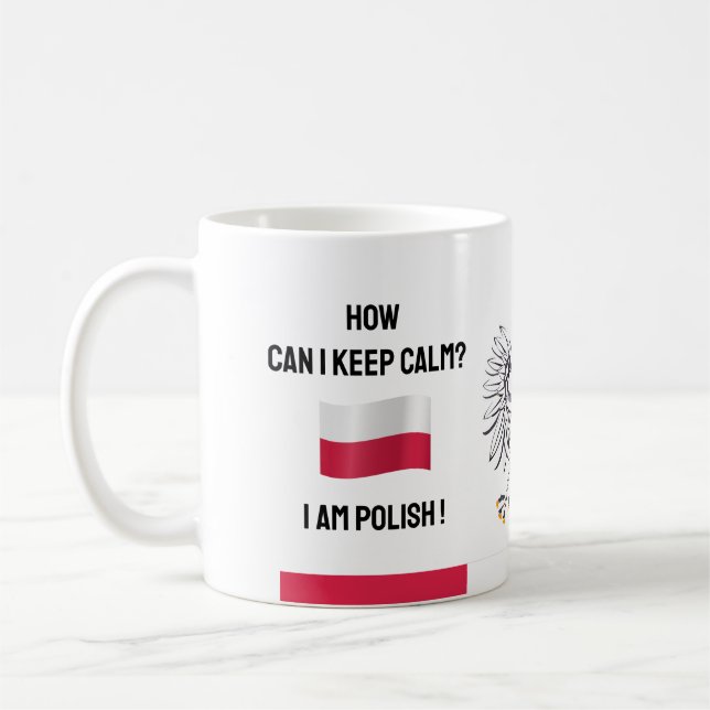 Keep Calm Poland & Funny Text, Polish Flag Coffee Mug (Left)