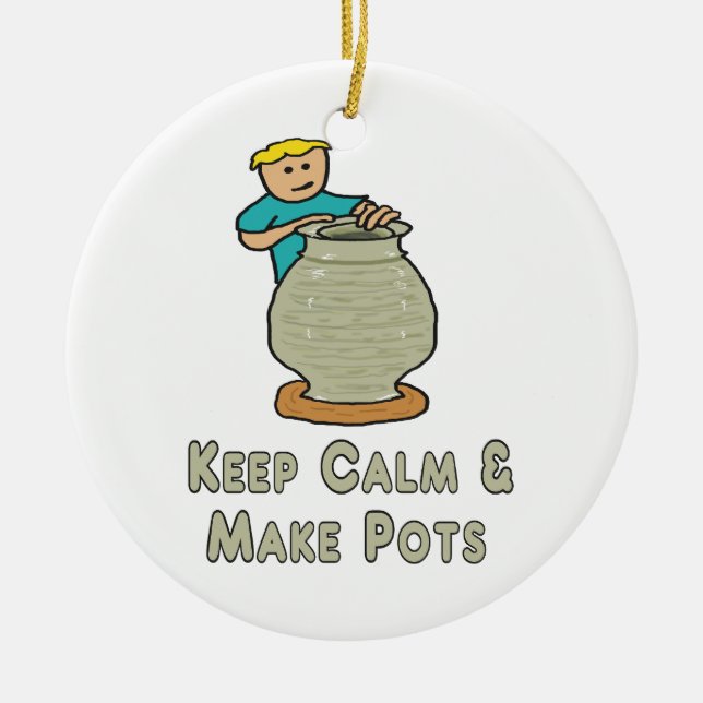Keep Calm Pottery Ceramic Tree Decoration (Front)