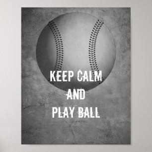 keep calm  quote poster baseball grey and white