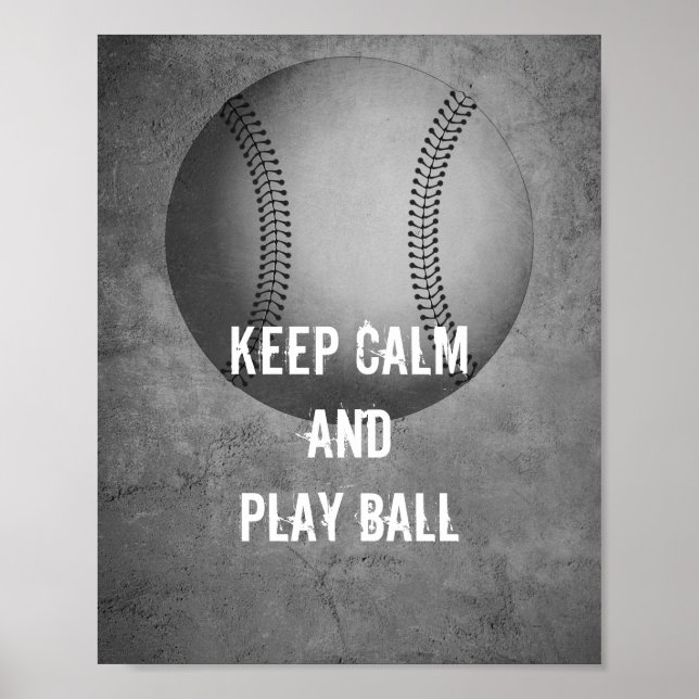 keep calm  quote poster baseball grey and white (Front)