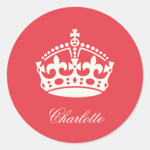 Keep Calm Red Crown Logo Party Favour Sticker