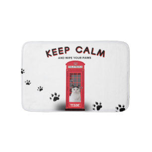 'Keep Calm' Red Phone Booth customizable Bath Mat