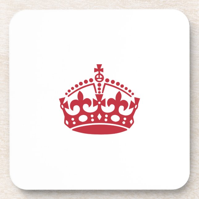 Keep calm red victory crown coaster (Front)