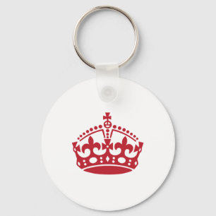 Keep calm red victory crown key ring