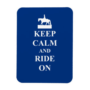 Keep calm & ride on (blue) magnet