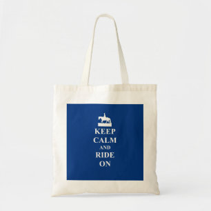 Keep calm & ride on (blue) tote bag