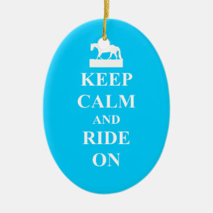 Keep calm & ride on (light blue) ceramic tree decoration