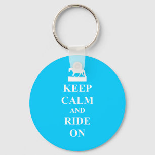 Keep calm & ride on (light blue) key ring