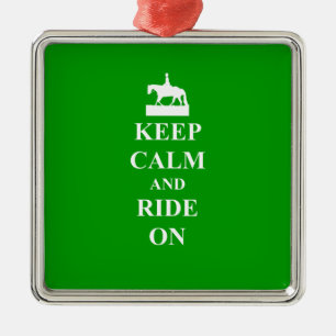 Keep calm & ride on metal tree decoration